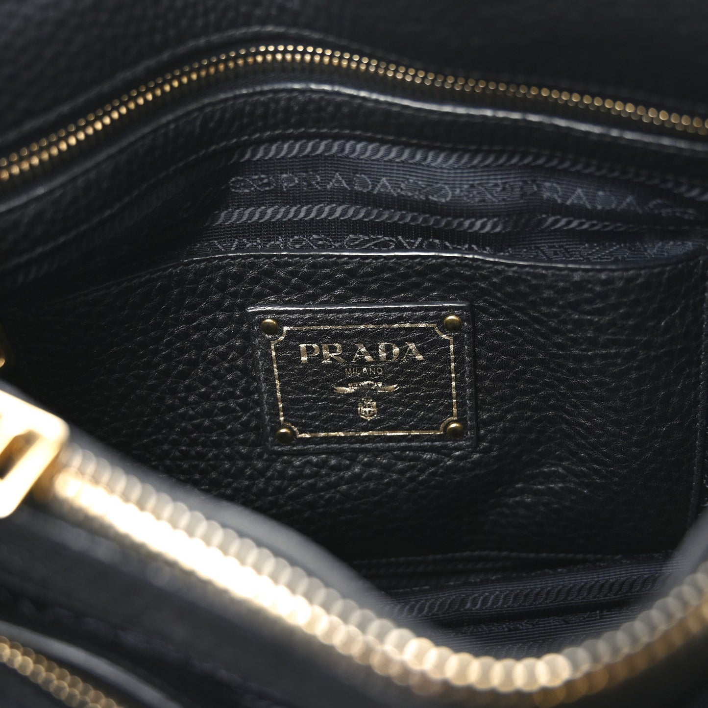 Prada Vitello Daino Tote Black