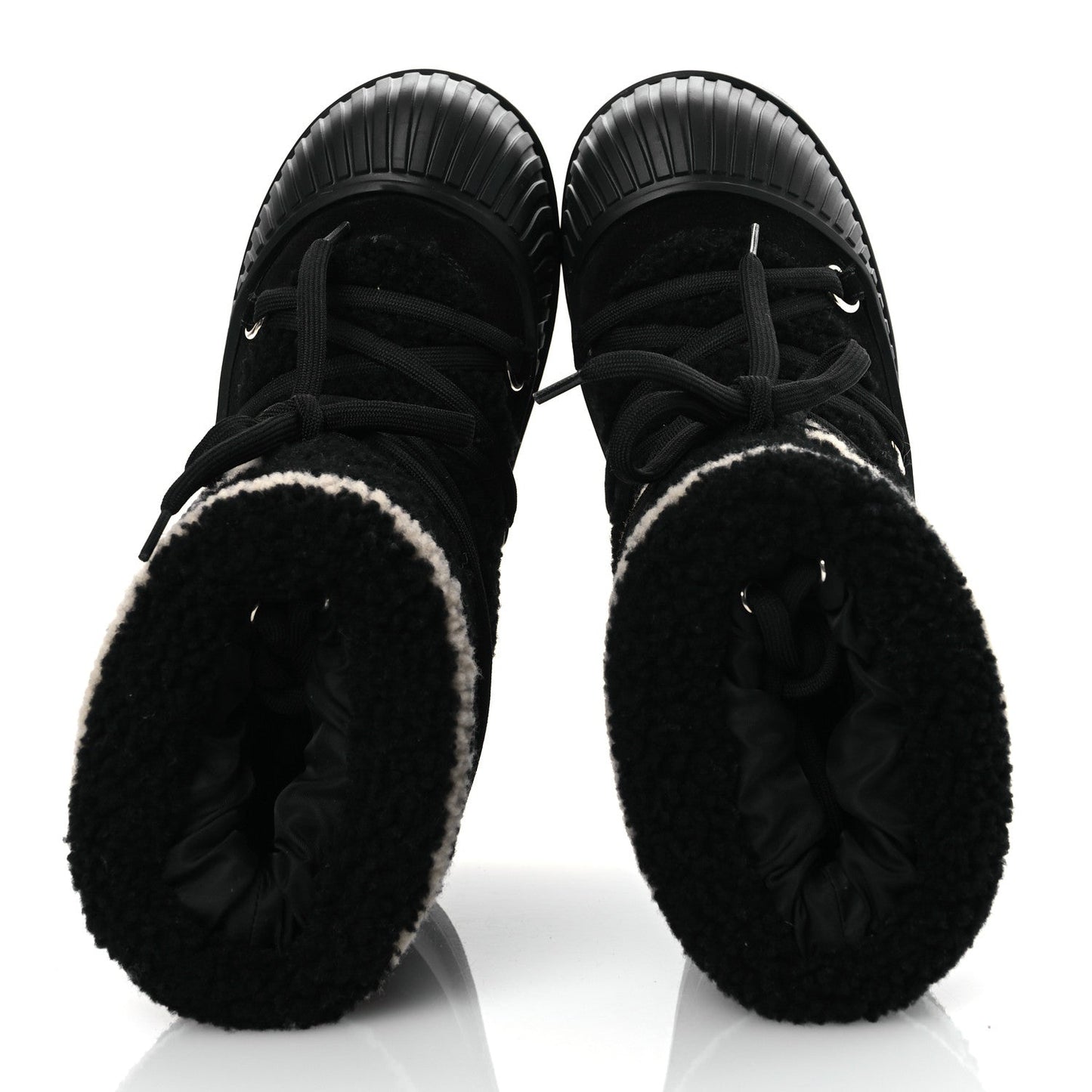 Louis Vuitton Suede Shearling Polar Flat Half Boots Black