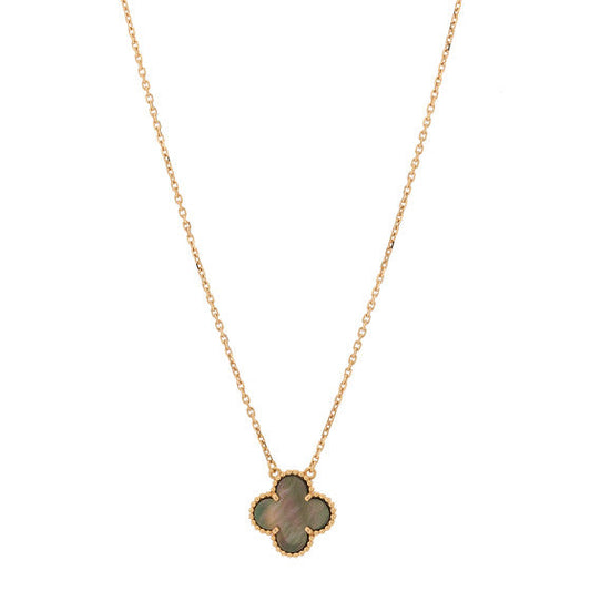 Van Cleef & Arpels 18K Rose Gold Gray Mother of Pearl Vintage Alhambra Pendant Necklace