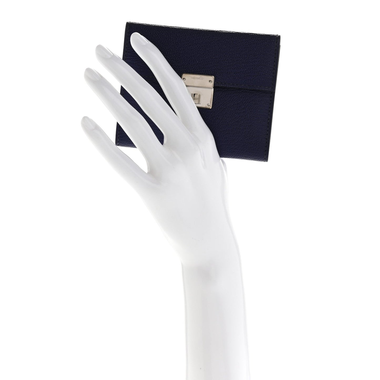 Hermes Chevre Mysore Mini Clic Card Holder Bleu Encre