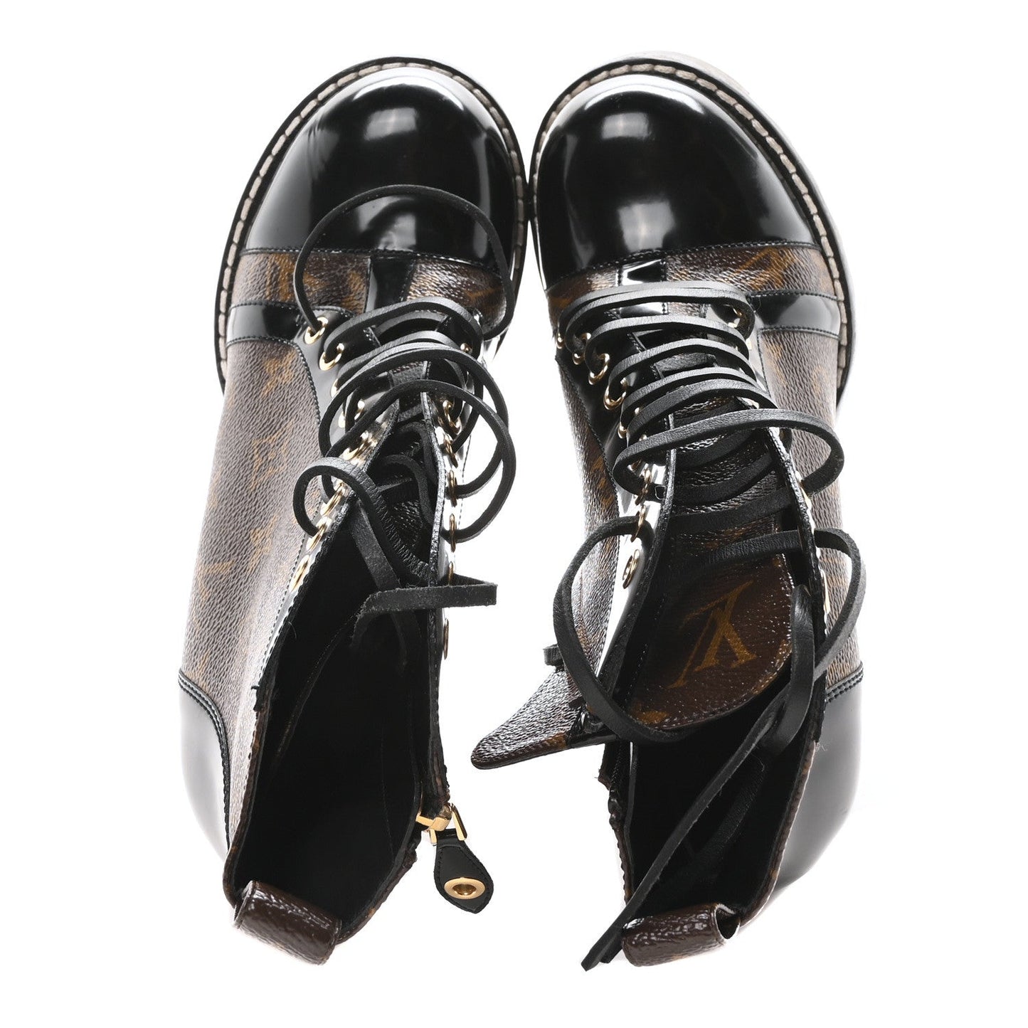 Louis Vuitton Patent Calfskin Monogram Star Trail Ankle Boots Black
