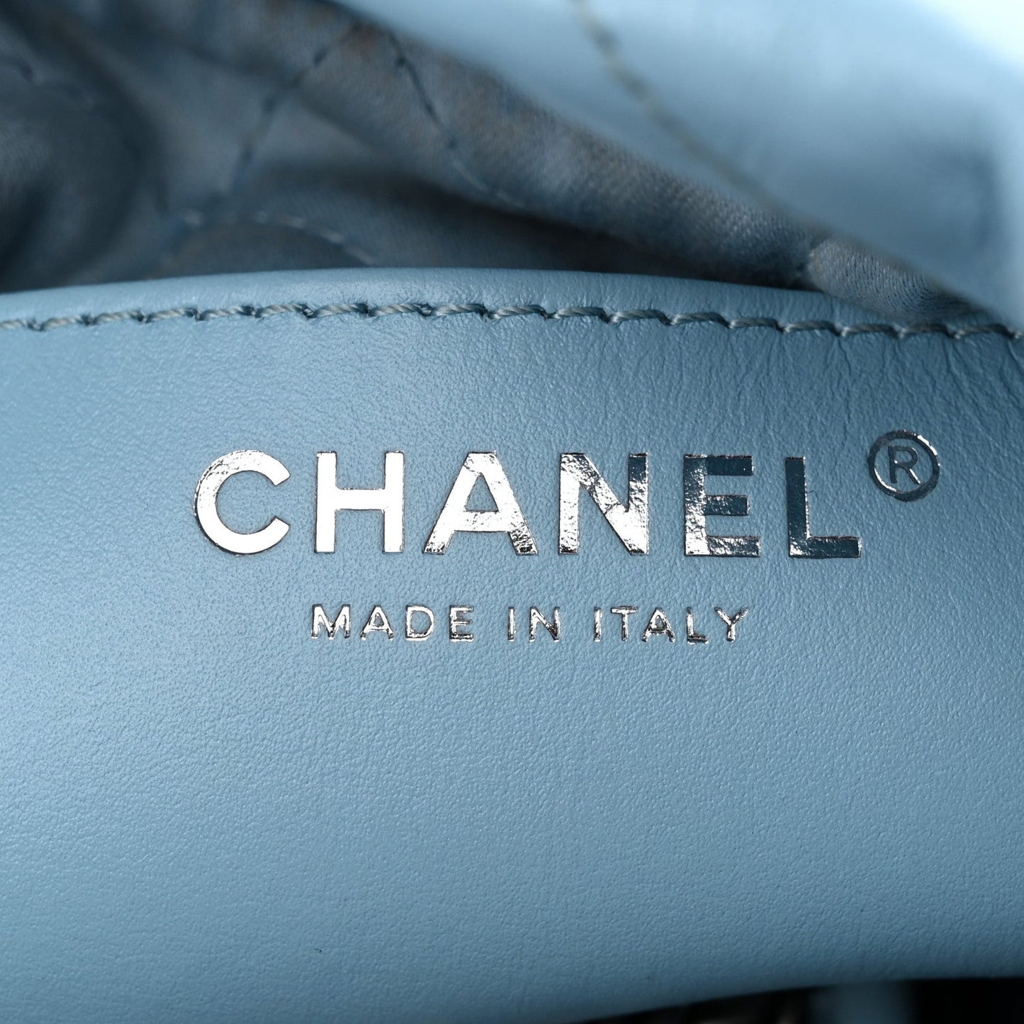Chanel Shiny Calfskin Quilted Mini 22 Light Blue