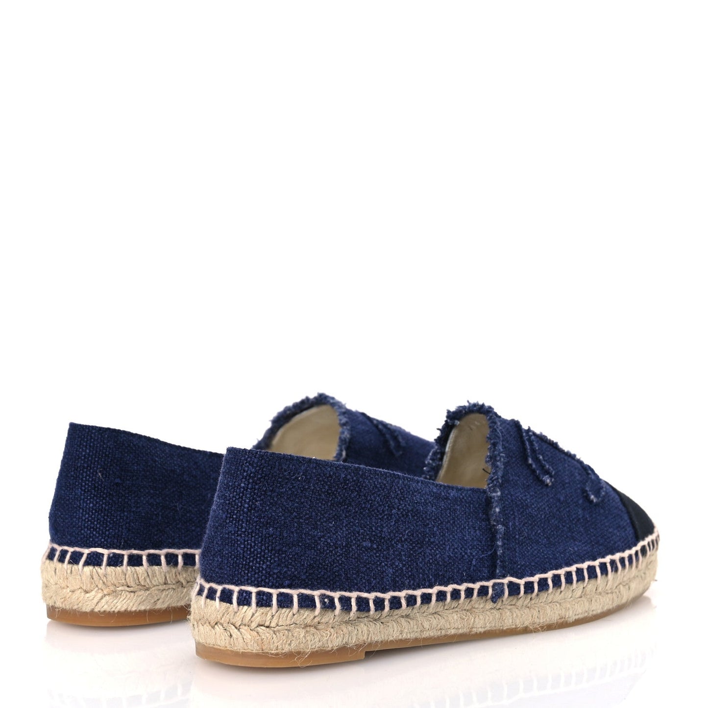 Chanel Denim Toile CC Espadrilles 40 Navy Black