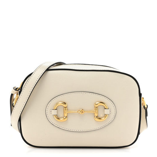 Gucci Azalea Calfskin Mini Horsebit 1955 Camera Shoulder Bag Mystic White