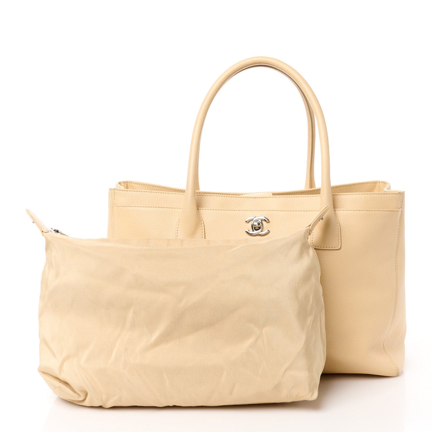 Chanel Calfskin Cerf Executive Shopper Tote Beige Clair