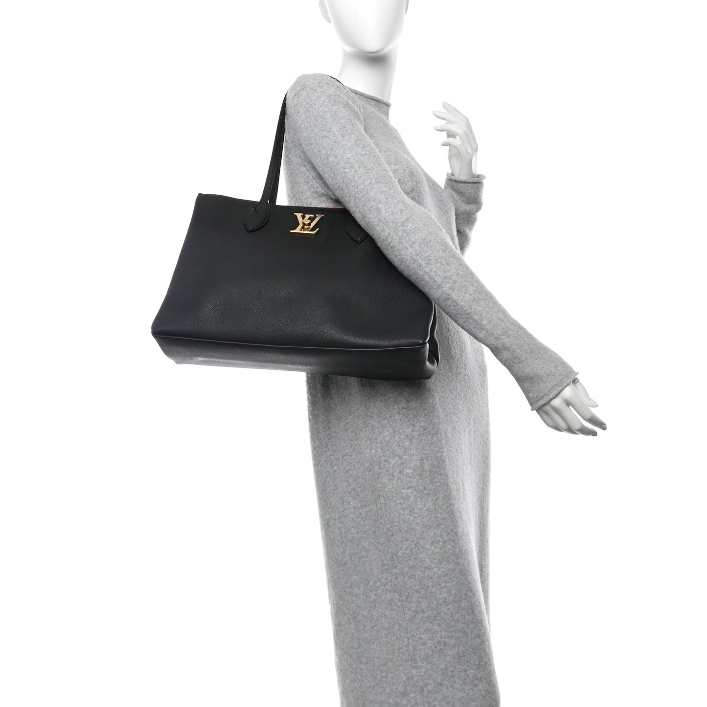 Louis Vuitton Grained Calfskin Lockme Shopper Black