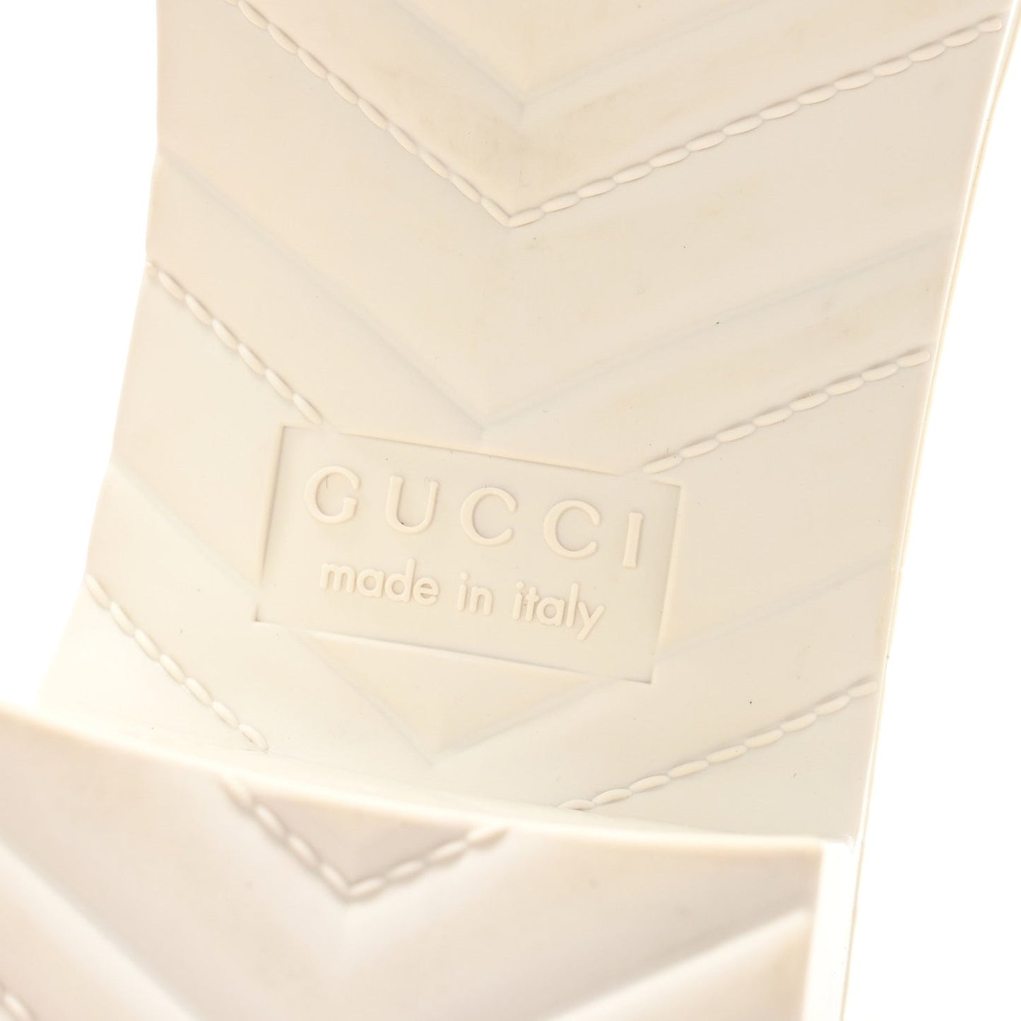 Gucci Rubber Logo Womens Platform 20/60mm Slide Sandals 38 Mystic White