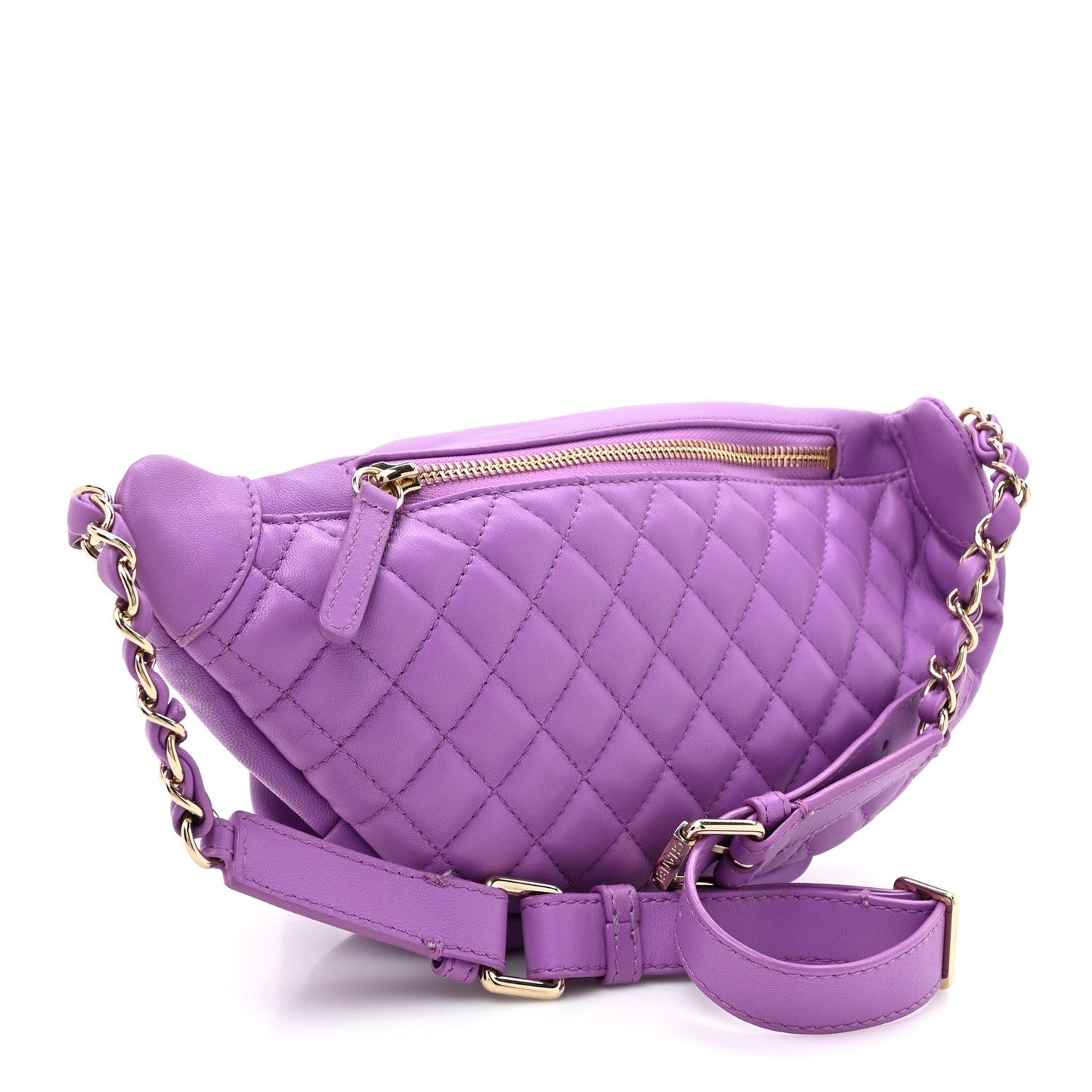 Chanel Lambskin Quilted Waist Belt Bag Purple
