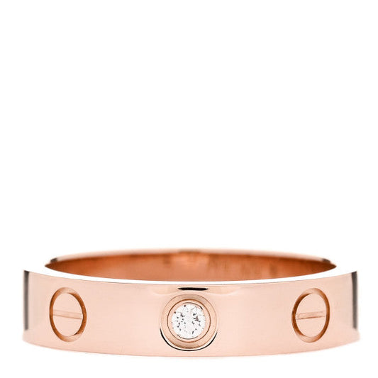 Cartier 18K Pink Gold Diamond 4mm LOVE Wedding Band Ring 49 4.75 (initials inside)