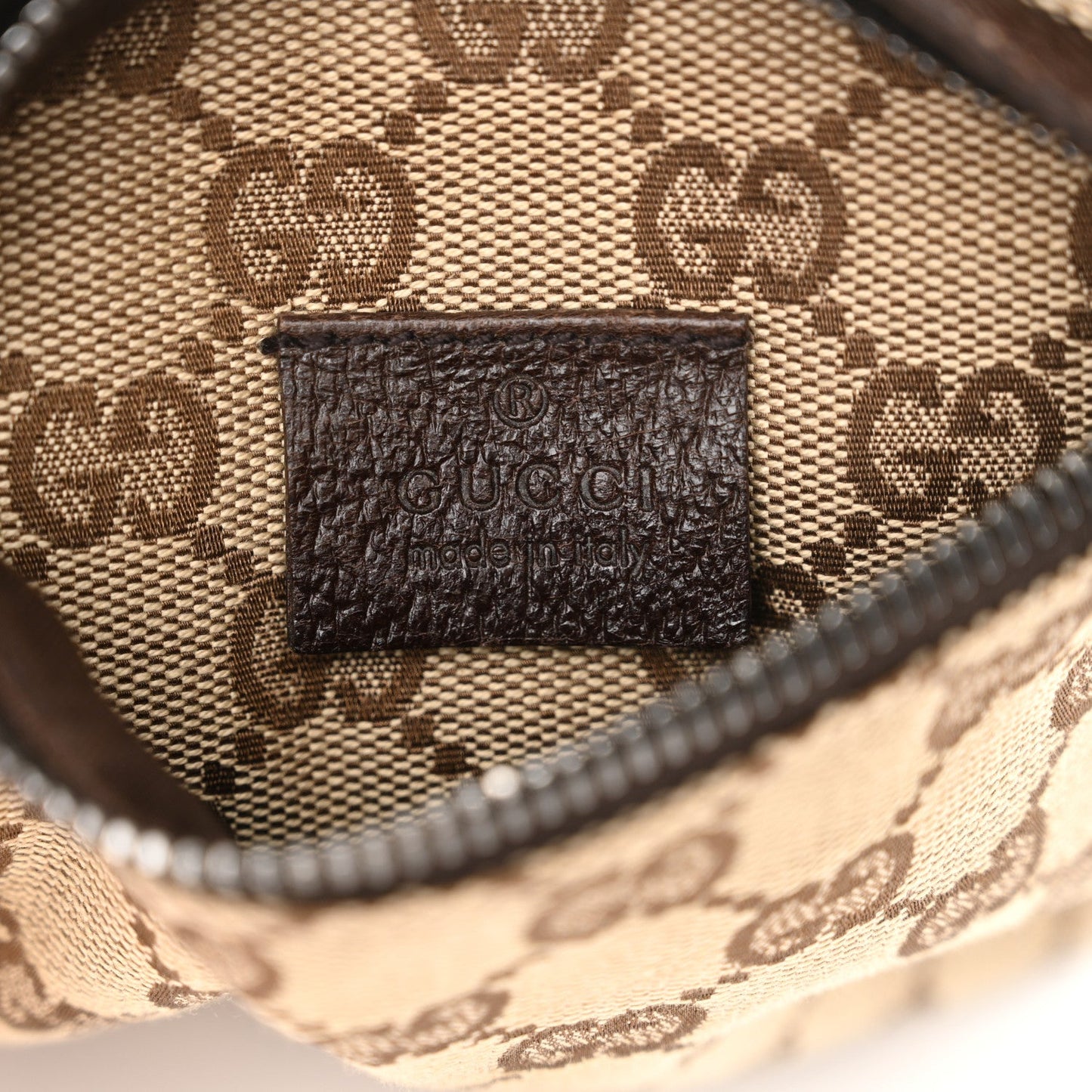 Gucci GG Monogram Double Pocket Belt Bag Dark Brown