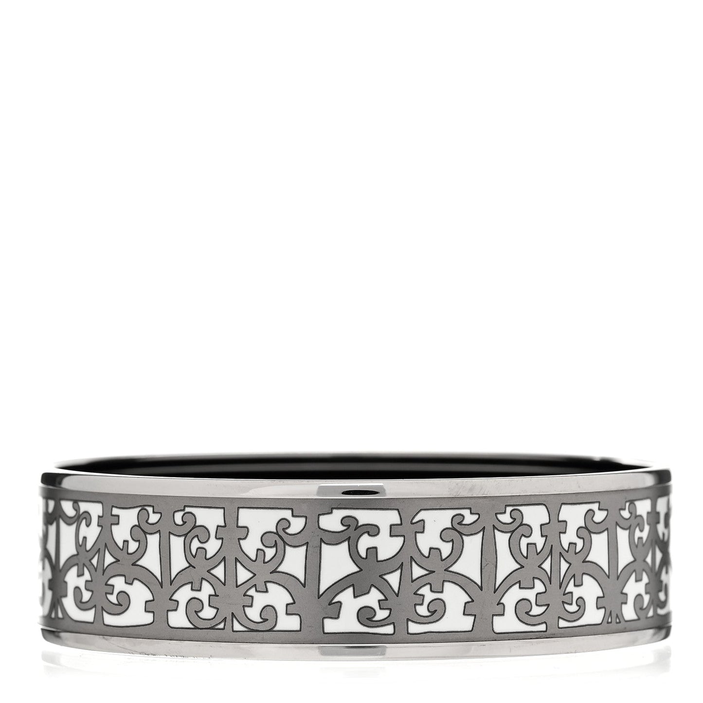 Hermes Enamel Printed Wide Balcons du Guadalquivir Bracelet 70 Silver