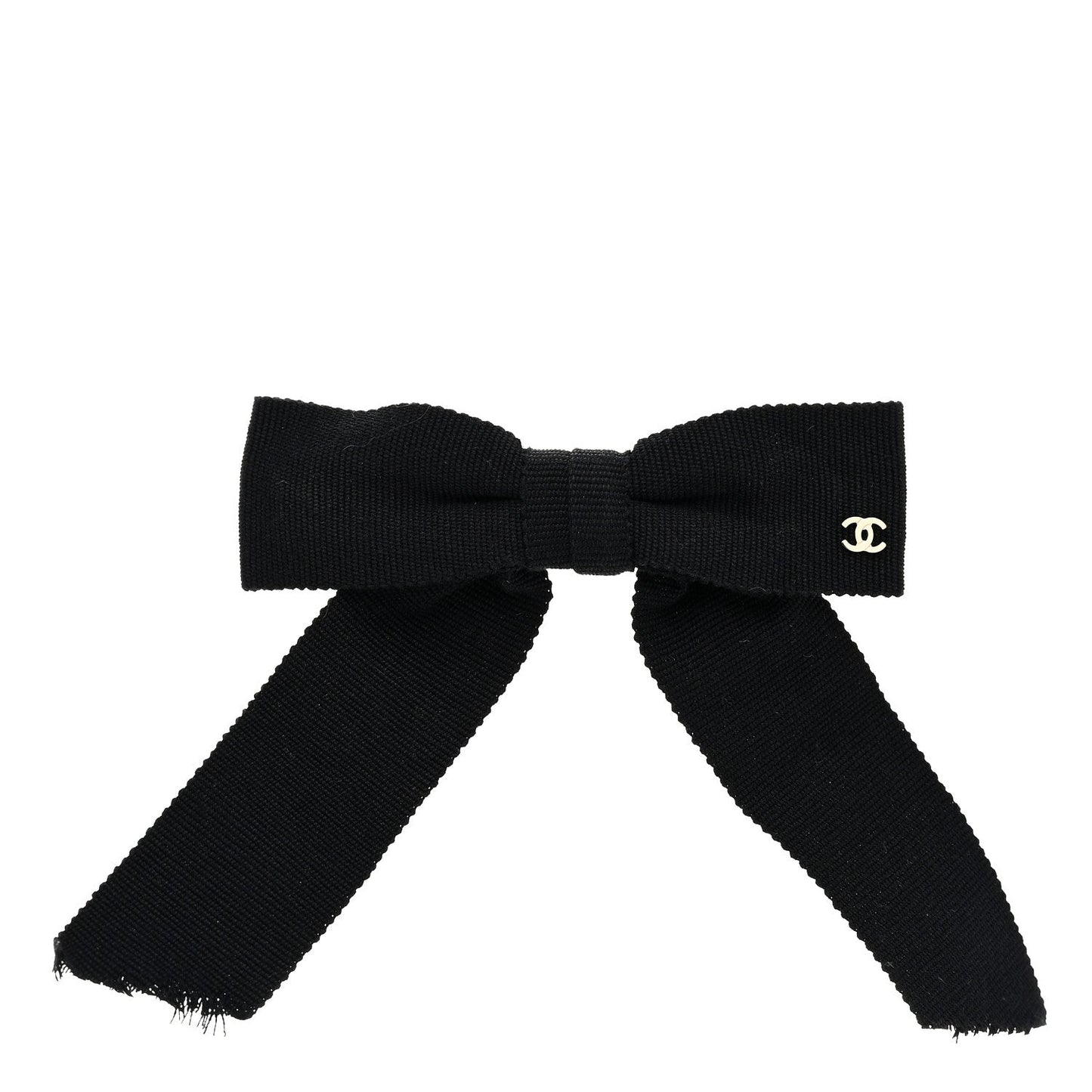 Chanel Grosgrain Bow CC Hair Clip Black