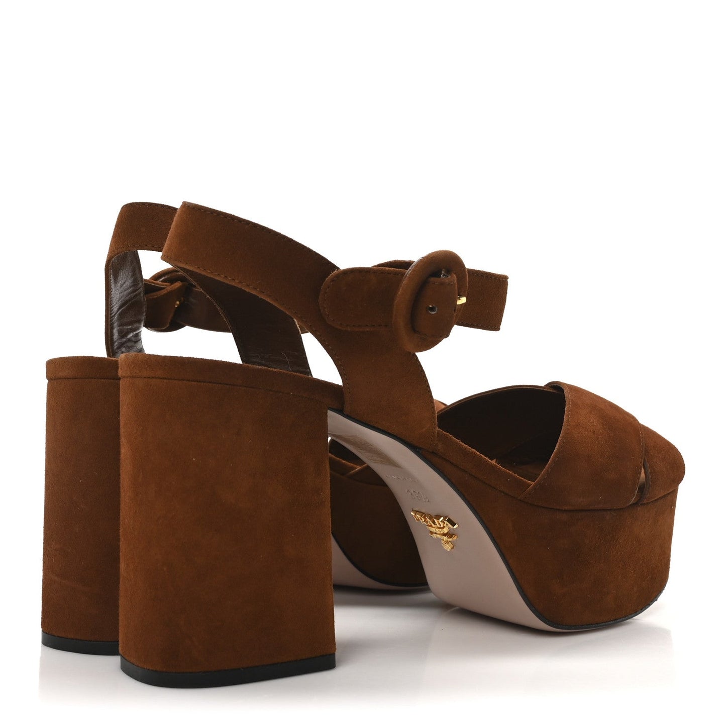Prada Camoscio Crisscross Platform Sandals 39.5 Palissandro