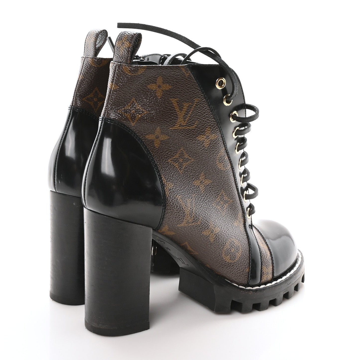 Louis Vuitton Patent Calfskin Monogram Star Trail Ankle Boots Black
