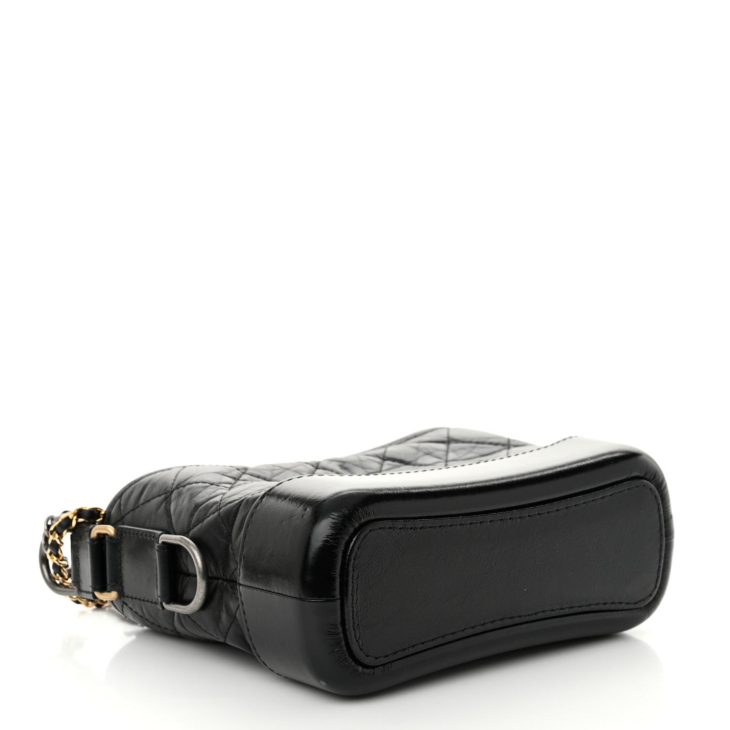 Chanel Aged Calfskin Quilted Small Gabrielle Hobo Black