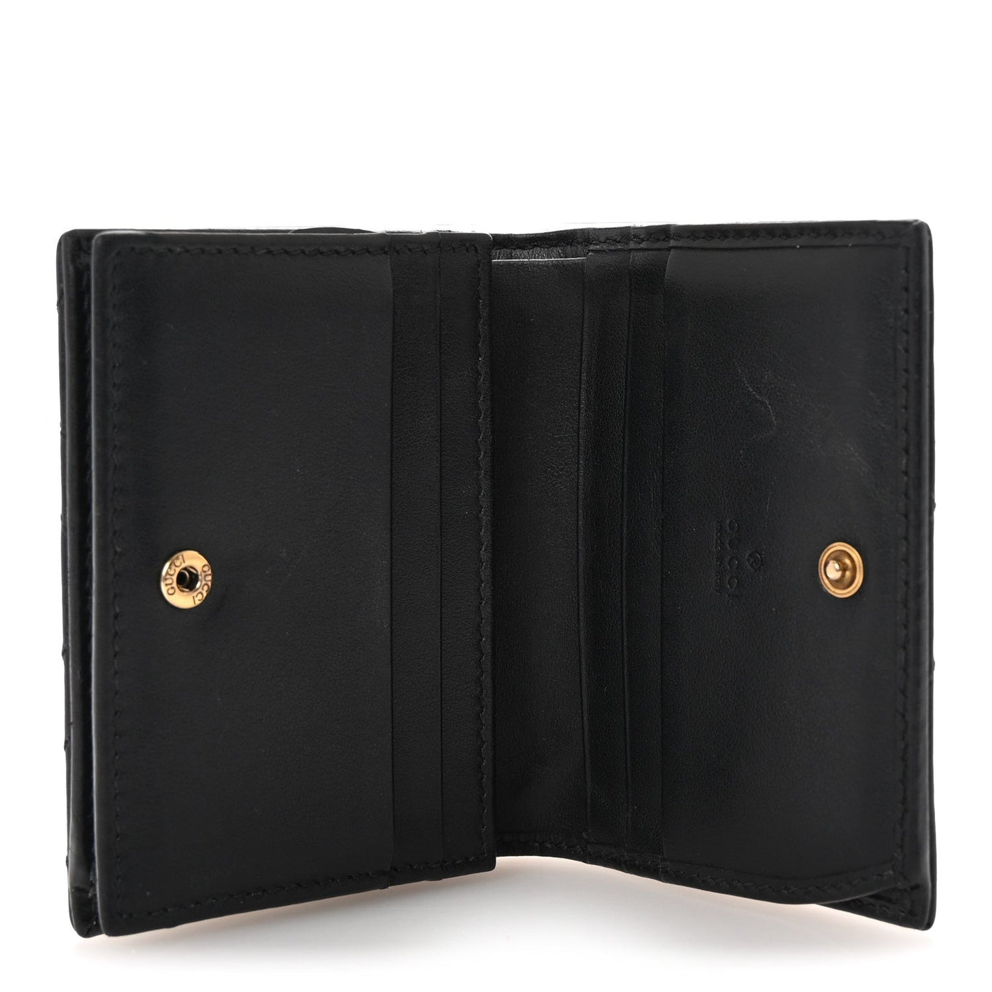 Gucci Calfskin Matelasse GG Marmont Card Case Wallet Black