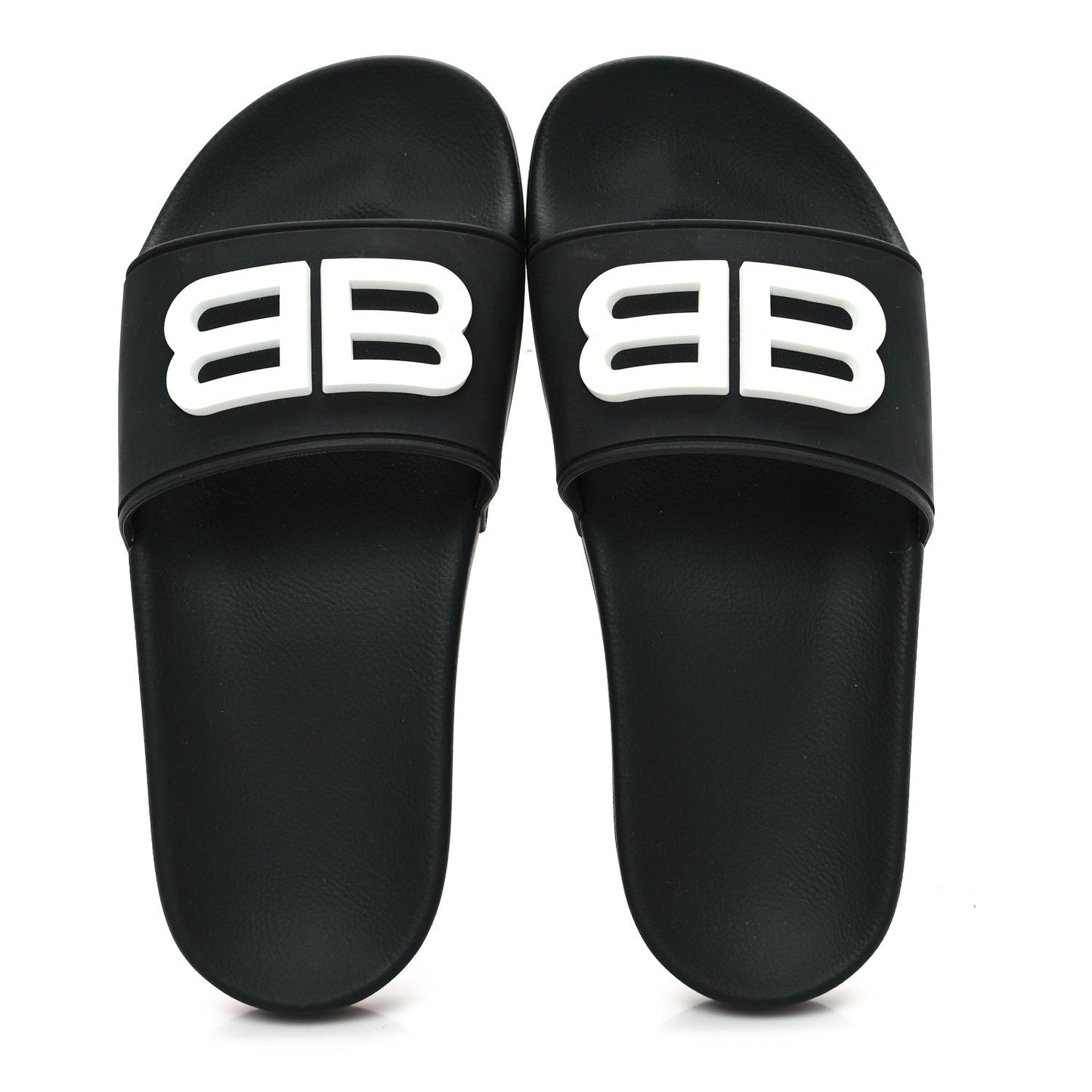 Balenciaga Rubber Womens BB Pool Slide Sandals 36 Black