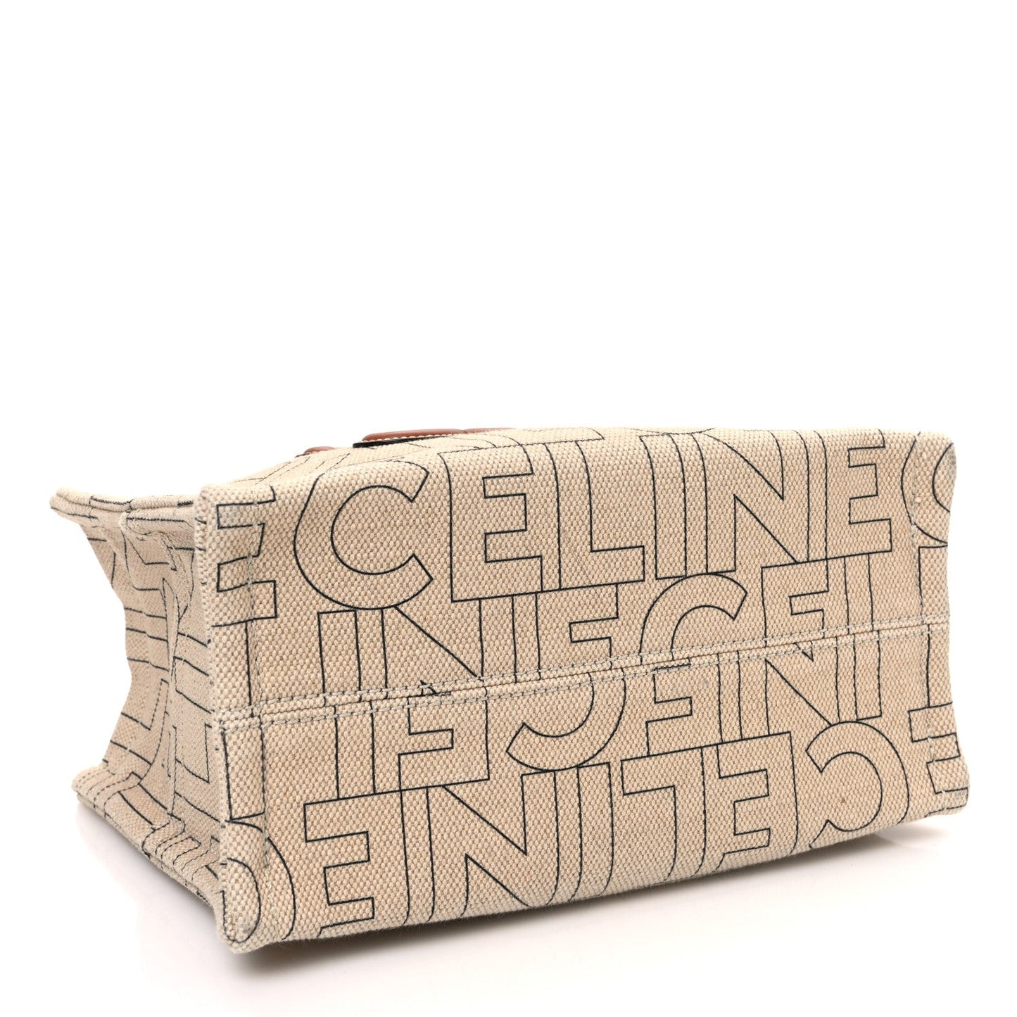 Celine Canvas Calfskin All Over Print Small Cabas Thais Natural Tan