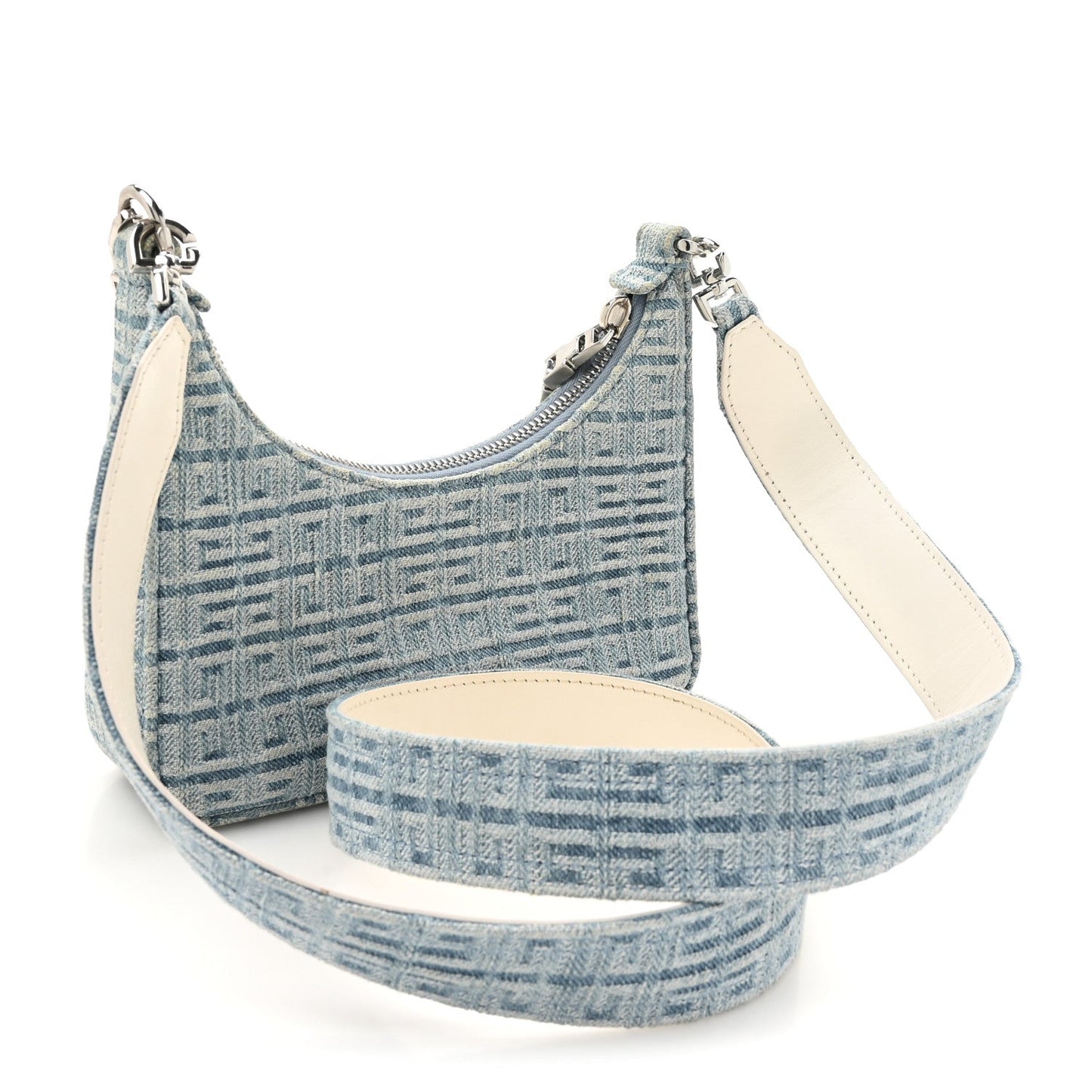 Givenchy Denim Mini Moon Cut Out Shoulder Bag Blue