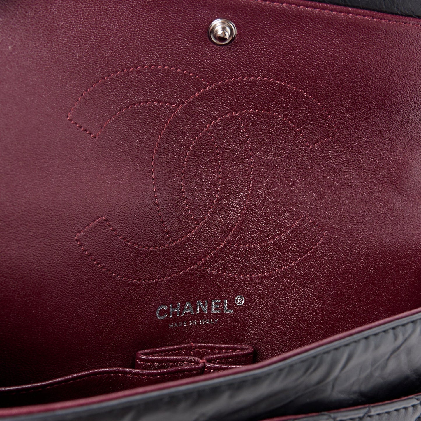 Chanel Aged Calfskin Space Charms 2.55 Reissue 225 Flap Black