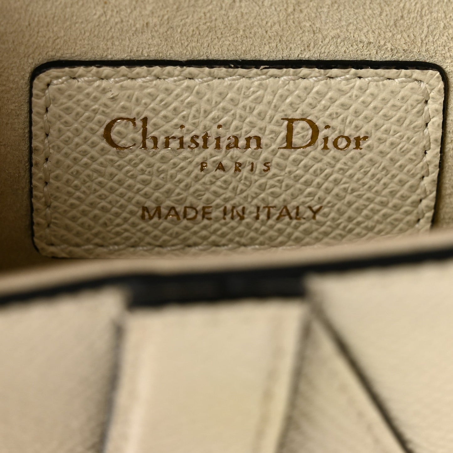 Christian Dior Grained Calfskin Mini Saddle Bag Ivory