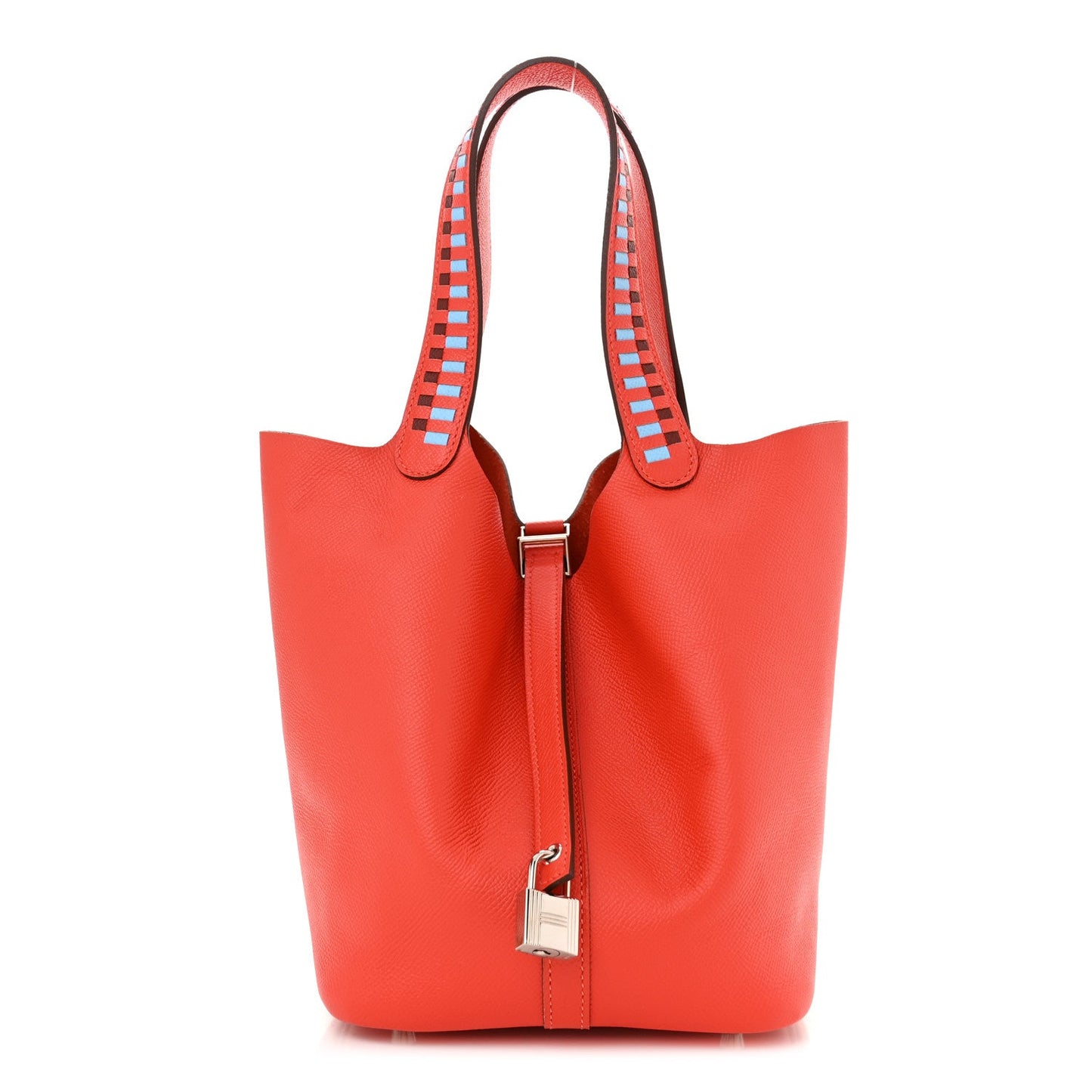 Hermes Epsom Tressage De Cuir Picotin Lock 22 MM Rouge Coeur Bleu du Nord Rouge H