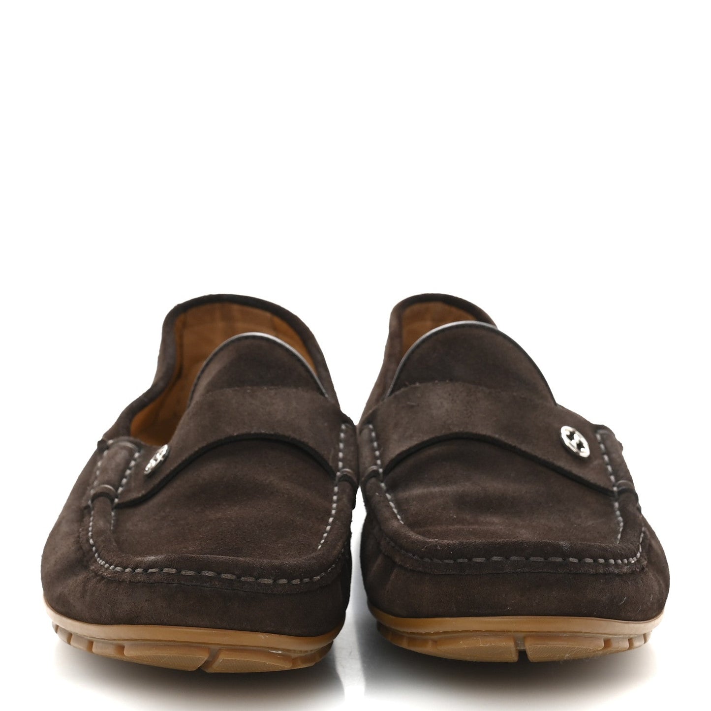 Gucci Suede Mens InterLocking G Driver Loafers 8 Cocoa