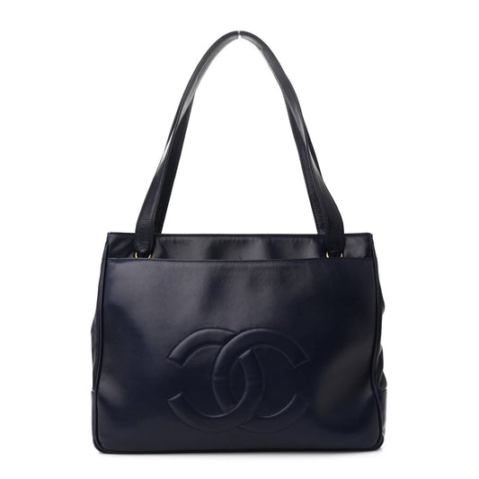 Chanel Lambskin CC Tote Navy