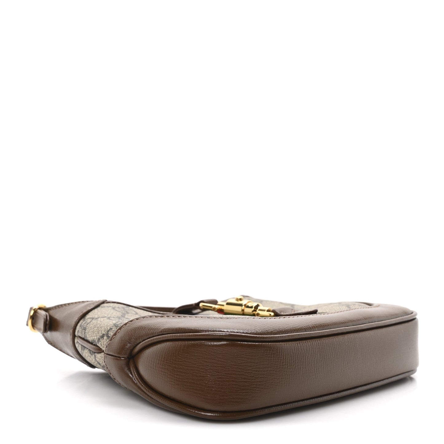 Gucci GG Supreme Monogram Azalea Calfskin Web Mini Jackie 1961 Hobo Beige Ebony Brown Sugar