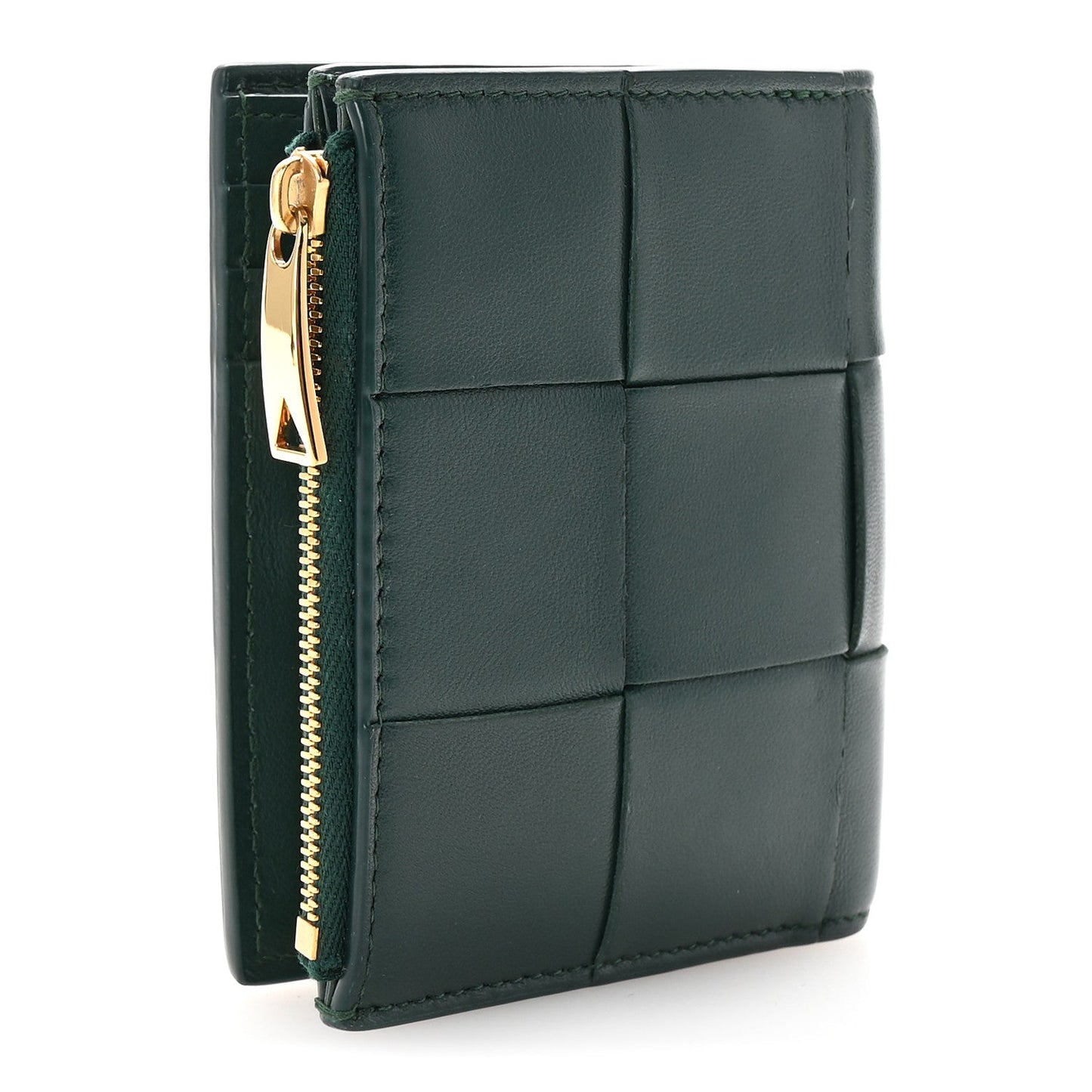 Bottega Veneta Nappa Maxi Intrecciato Bifold Zip Wallet Raintree