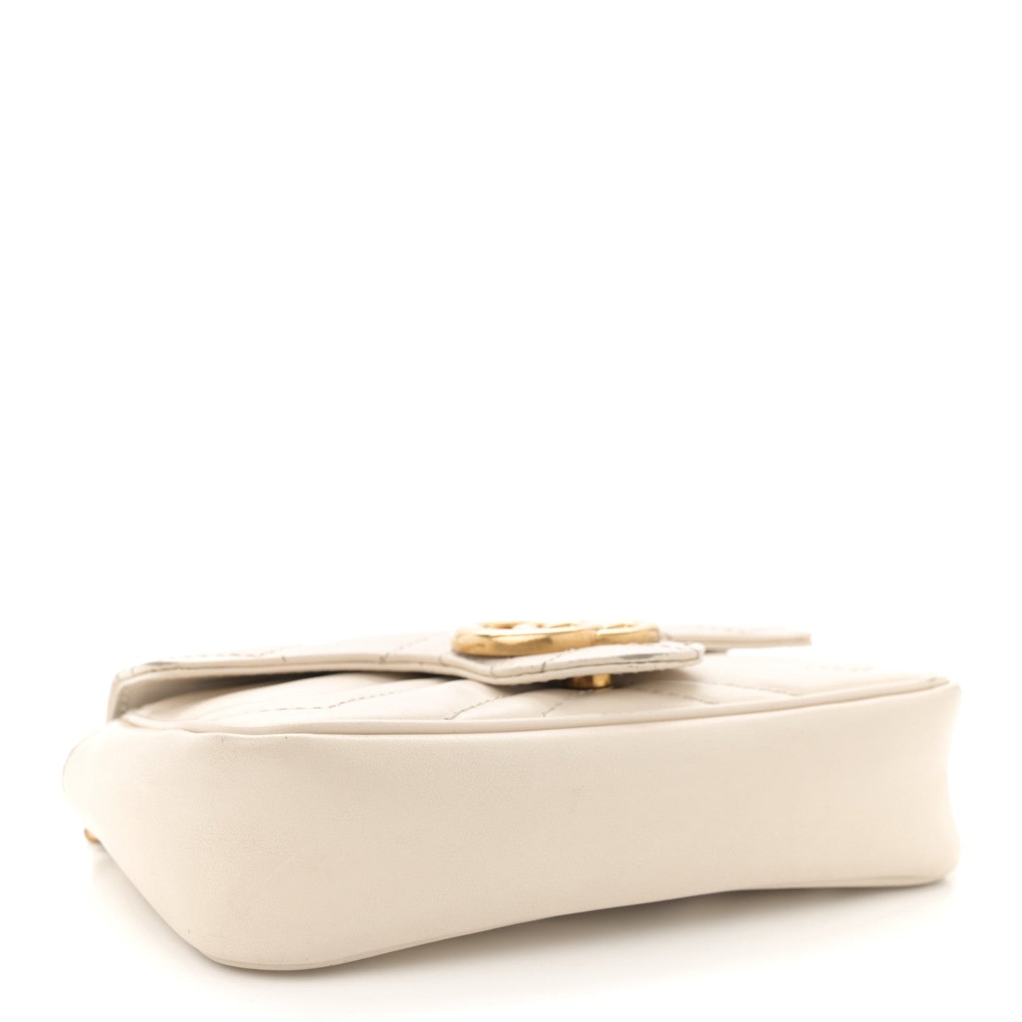 Gucci Calfskin Matelasse Super Mini GG Marmont Shoulder Bag White