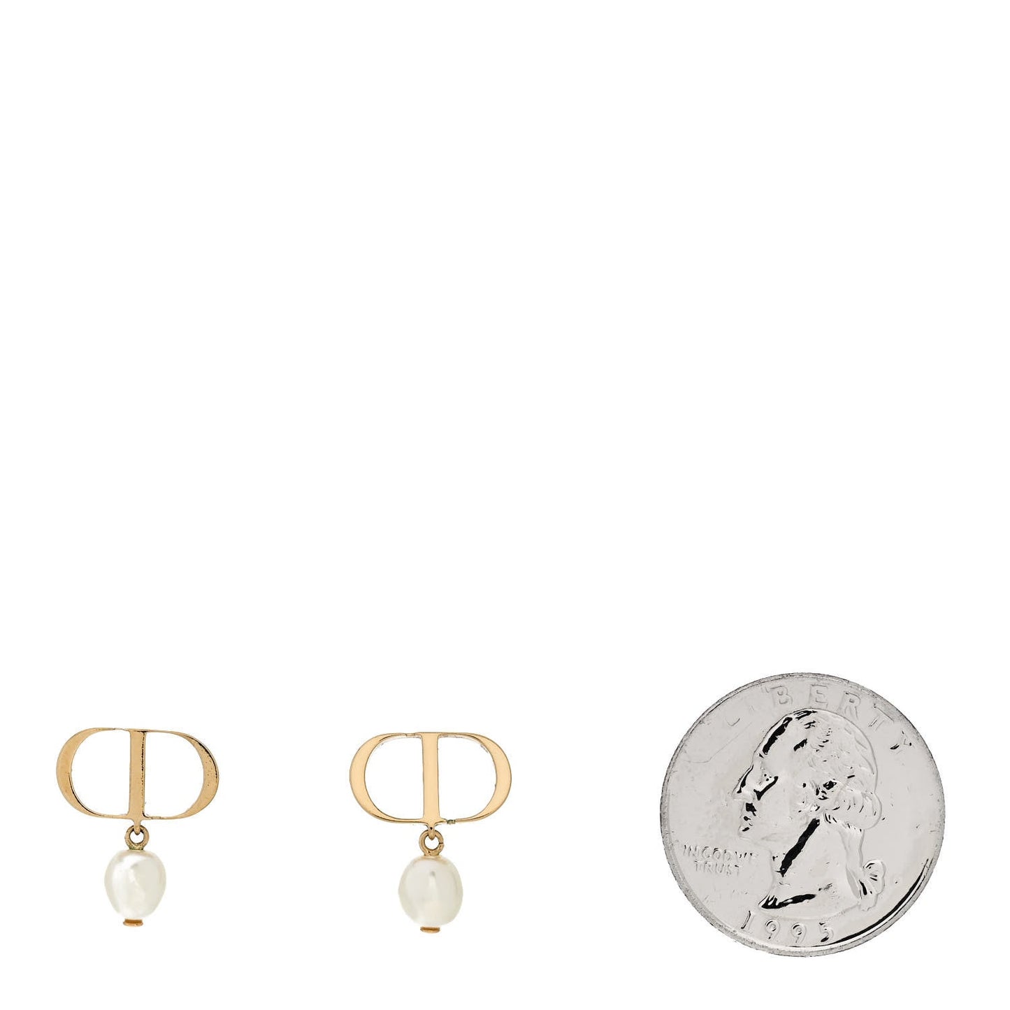 Christian Dior Pearl Petit CD Earrings Gold