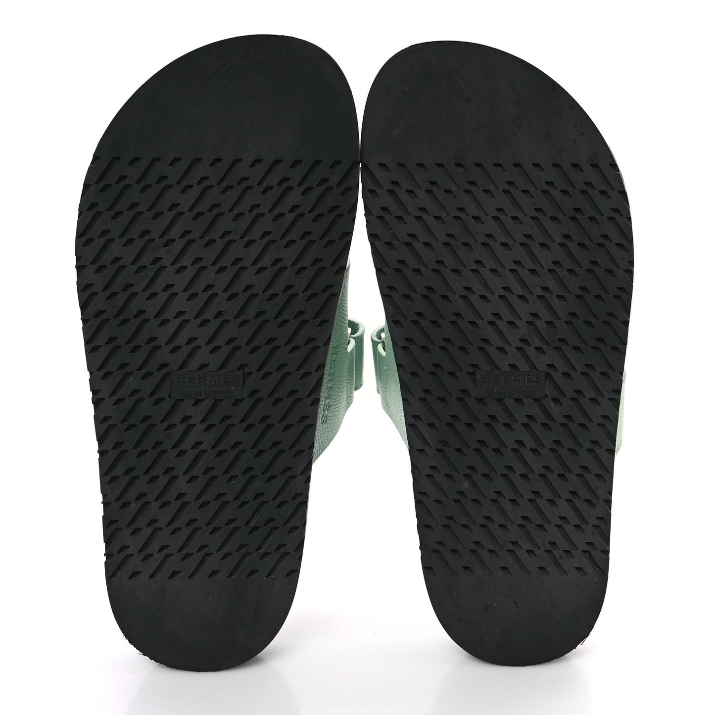 Hermes Epsom Womens Chypre Sandals 37.5 Vert Jade