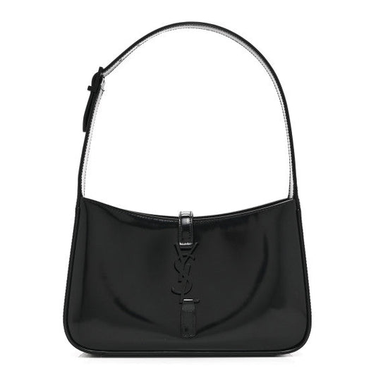 Saint Laurent Patent Le 5 A 7 Monochrome Hobo  Black