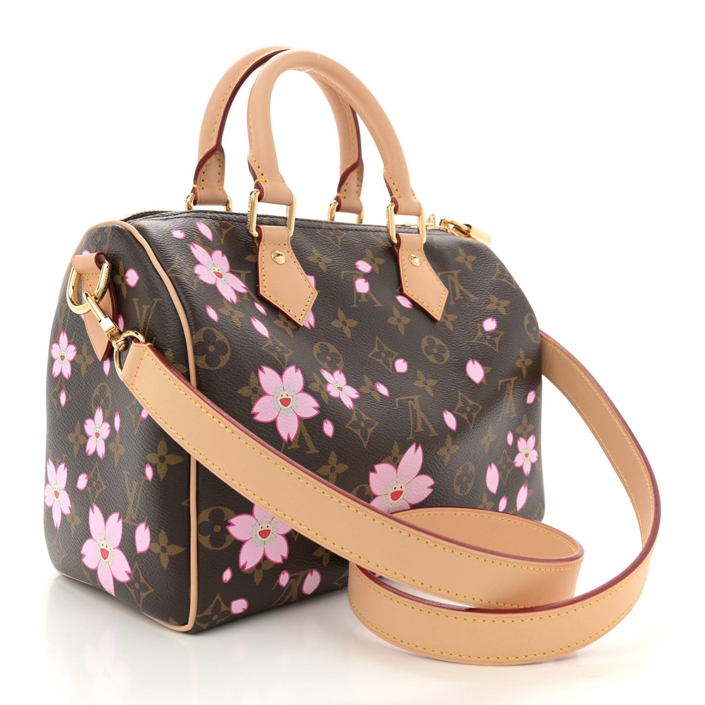 Louis Vuitton LV X TM Monogram Cherry Blossom Speedy Bandouliere 25 Sakura Brown