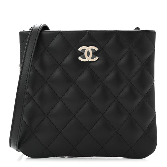 Chanel Lambskin Quilted Crossbody Bag Black