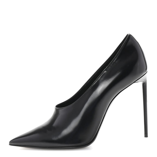 Saint Laurent Patent Calfskin Teddy High Vamp 105 Pumps 39 Black