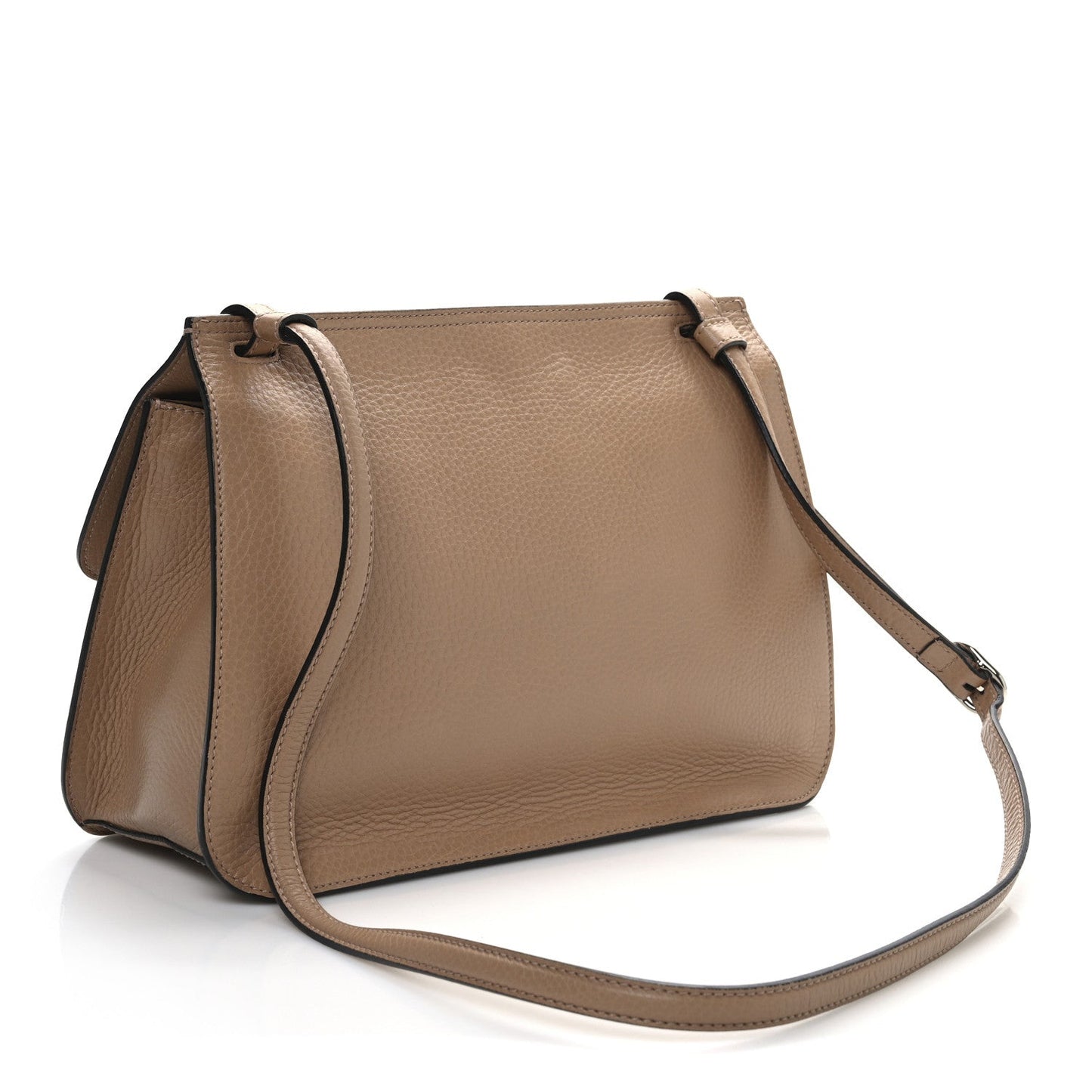 Gucci Cellarius Calfskin Medium Bamboo Daily Flap Shoulder Bag Camelia