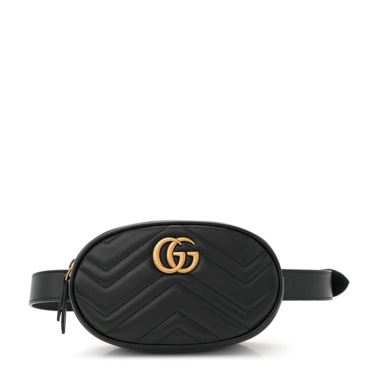 Gucci Calfskin Matelasse GG Marmont Belt Bag 75 30 Black