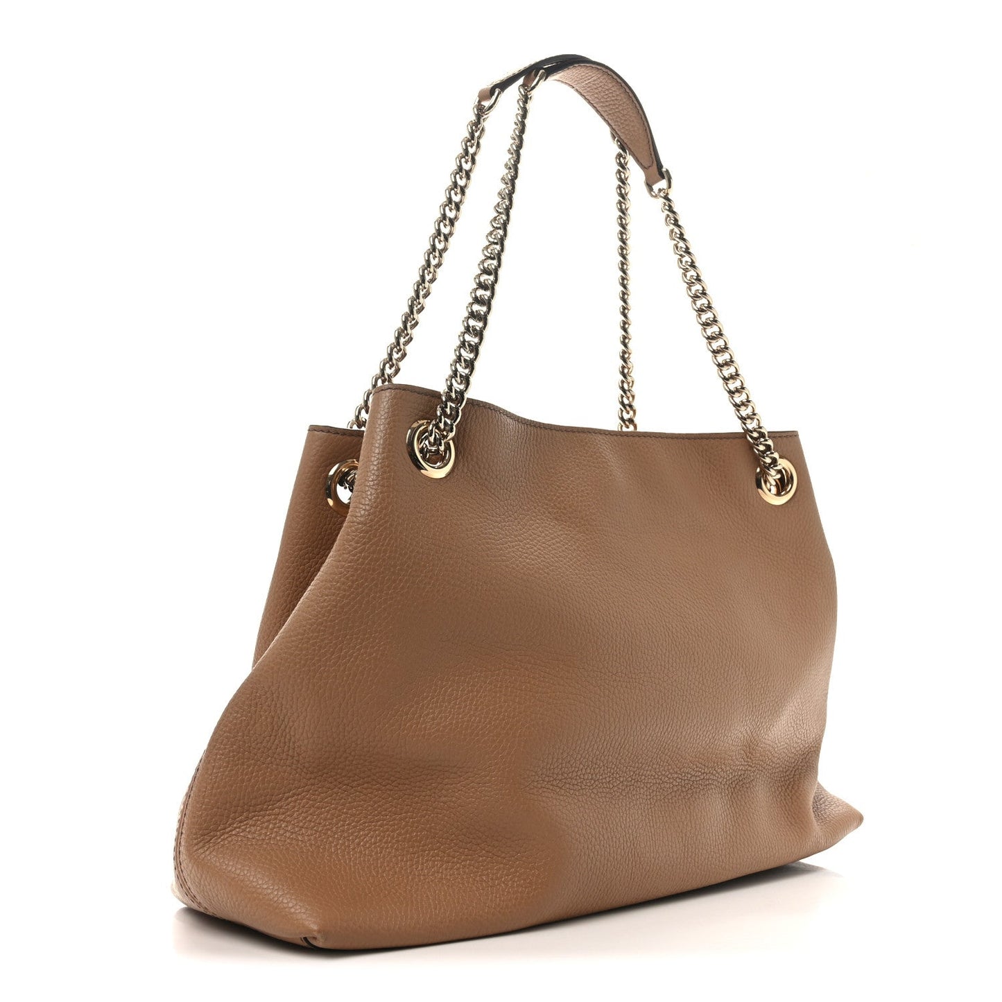 Gucci Pebbled Calfskin Medium Soho Chain Shoulder Bag Camelia