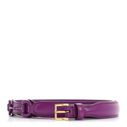 Gucci Efesto Leather Womens Horsebit 15/23mm Belt 95 38 Purple