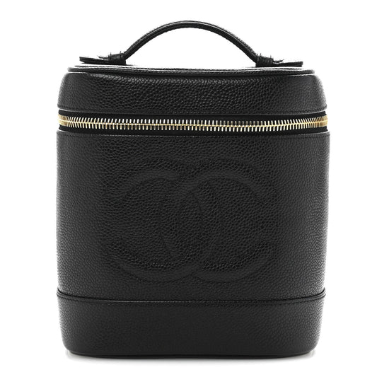 Chanel Caviar Vanity Cosmetic Case Black
