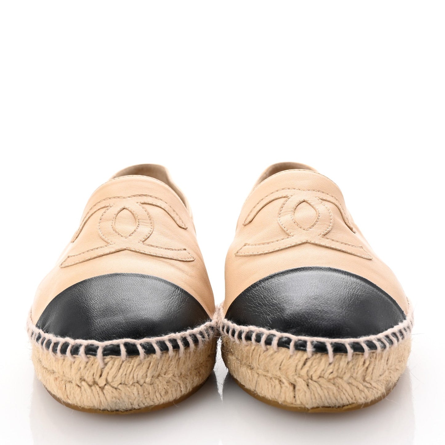 Chanel Lambskin CC Espadrilles 40 Beige Black