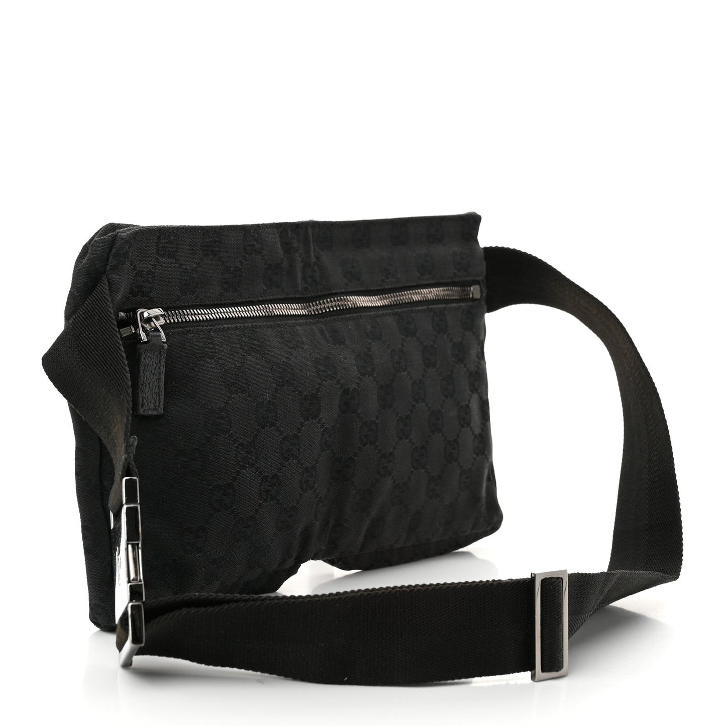 Gucci GG Monogram Double Pocket Belt Bag Black