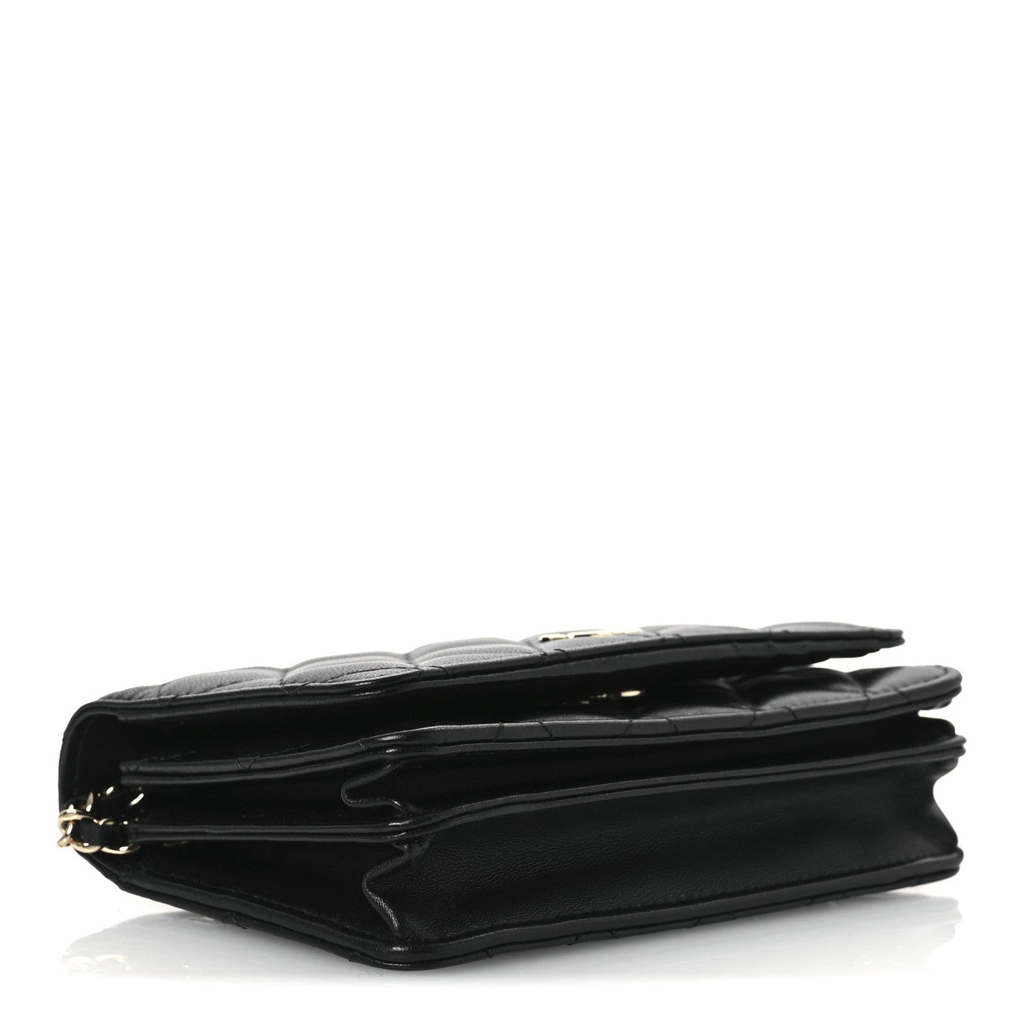 Chanel Lambskin Quilted Mini Camellia Bow Wallet On Chain WOC Black