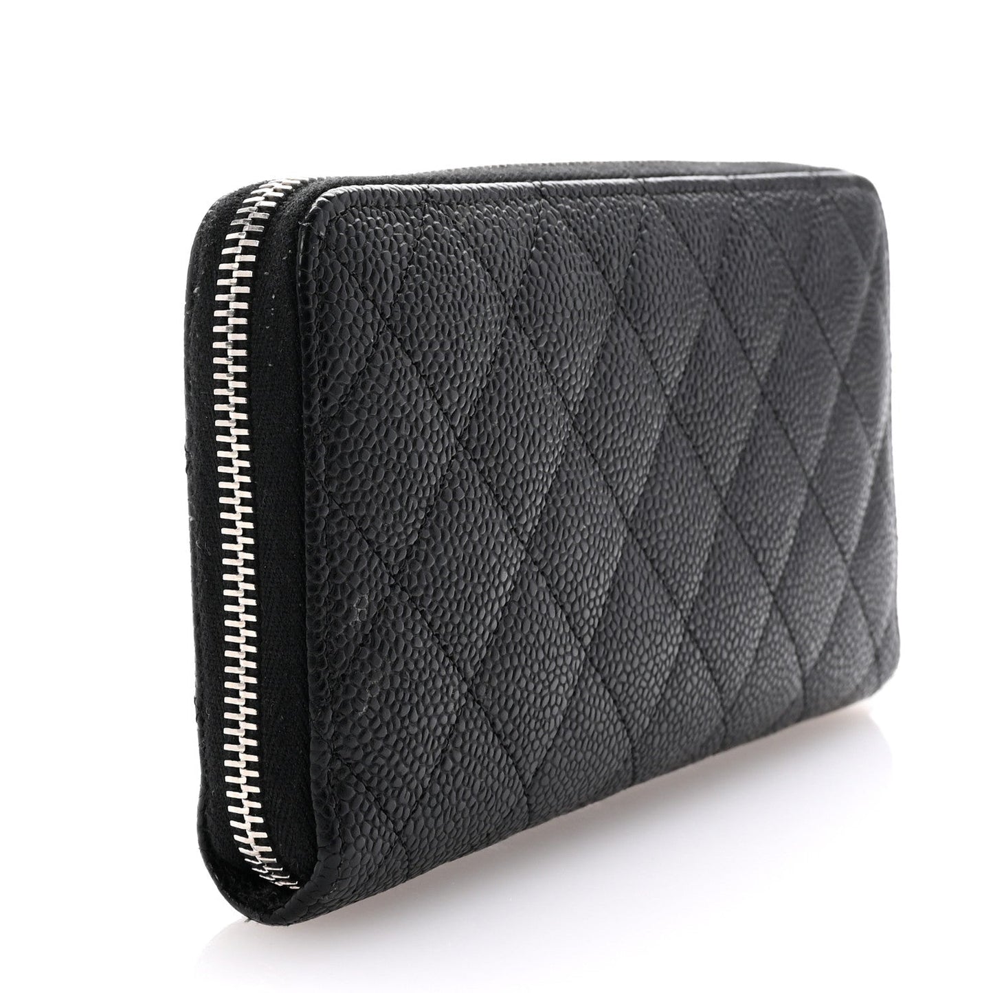 Chanel Caviar Quilted Large Gusset Zip Around Wallet Black