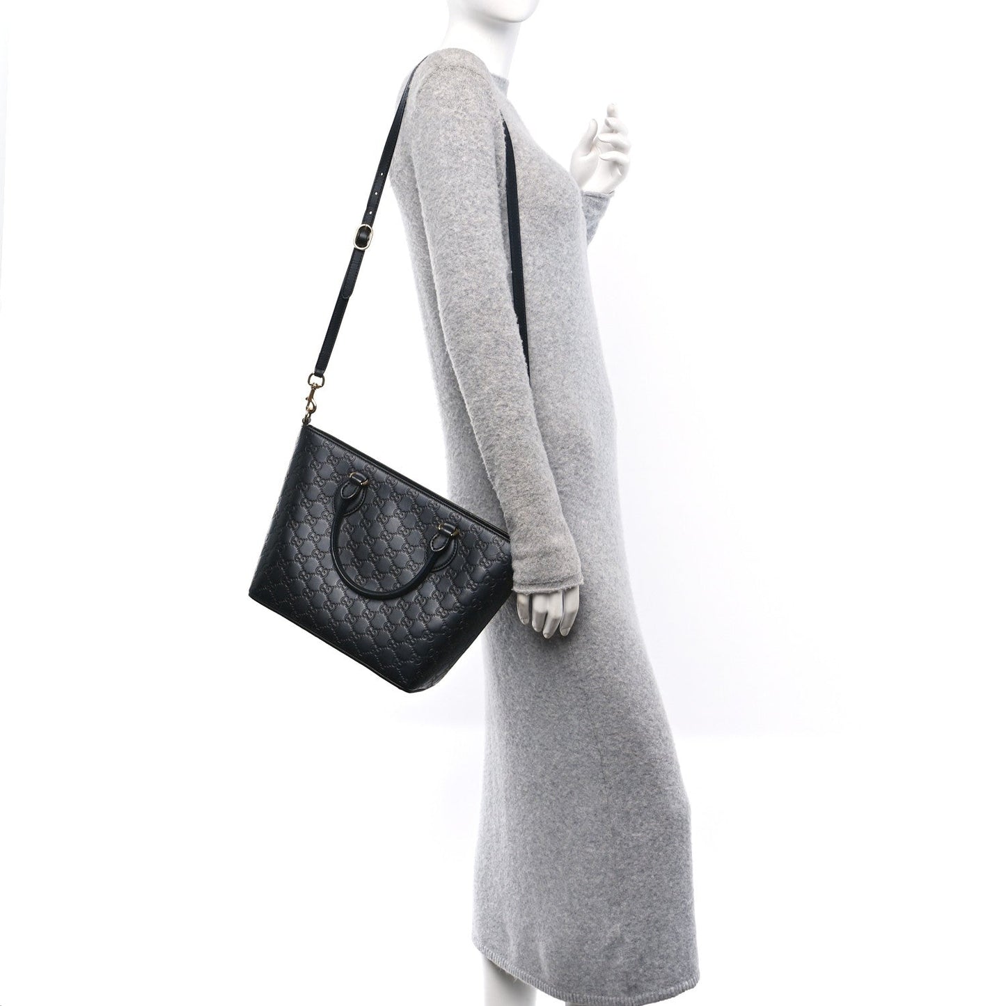 Gucci ssima Small Zippered Bucket Tote Black