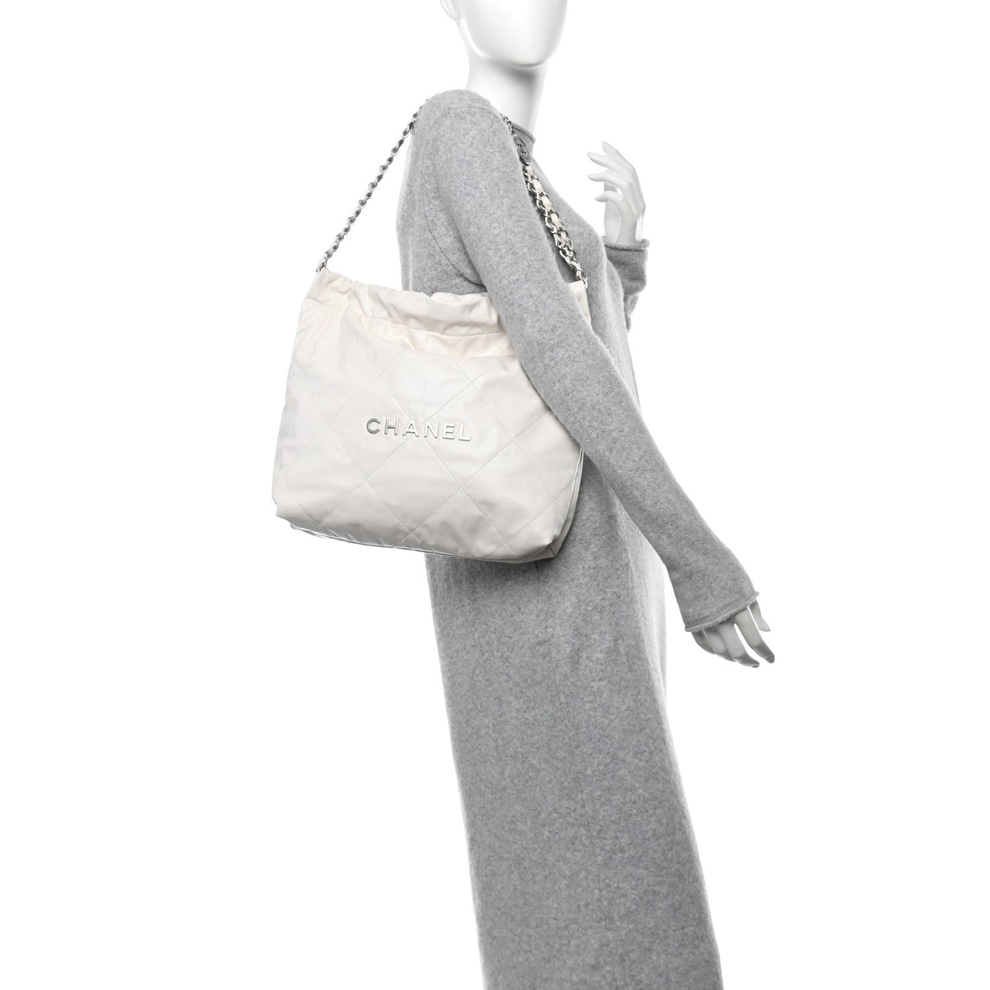 Chanel Shiny Calfskin Quilted Small 22 White