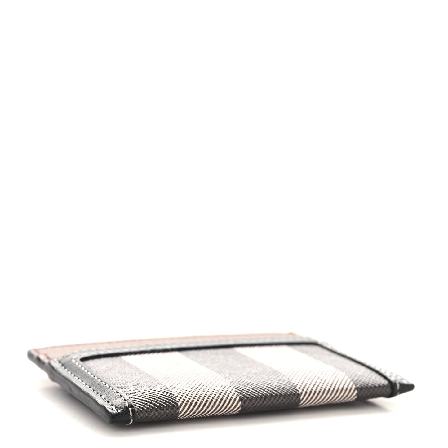 Burberry E-Canvas Calfskin Sandon Check Card Case Dark Birch