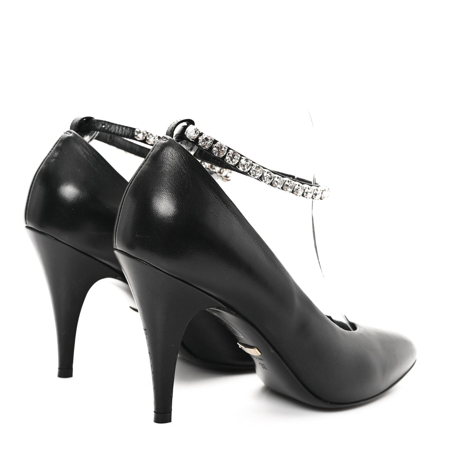 Gucci Malaga Kid Crystal Pumps 37 Black